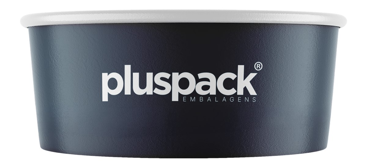 Pote de papel de 240 ml personalizado com a marca Pluspack